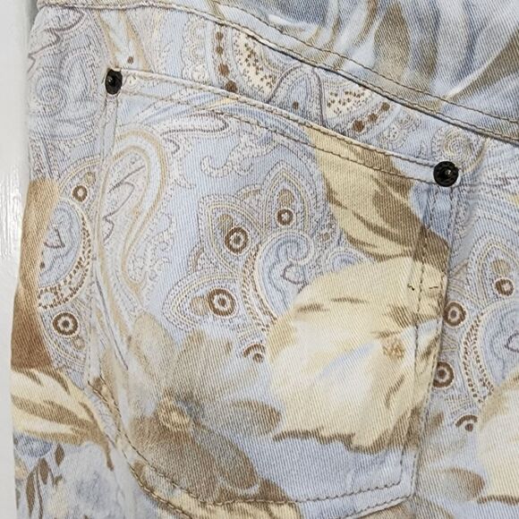 APANAGE Women’s Floral Print Pants Size 12 US Bootcut Beige Blue - Picture 4 of 7